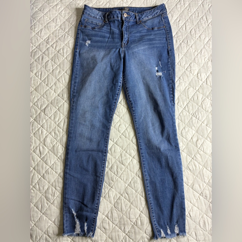 Rewash Women's Distressed Skinny Jeans - Blue